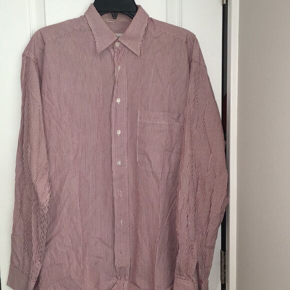 Red/White Stripe Hugo Boss Work dress shirt 16 L - Picture 1 of 4